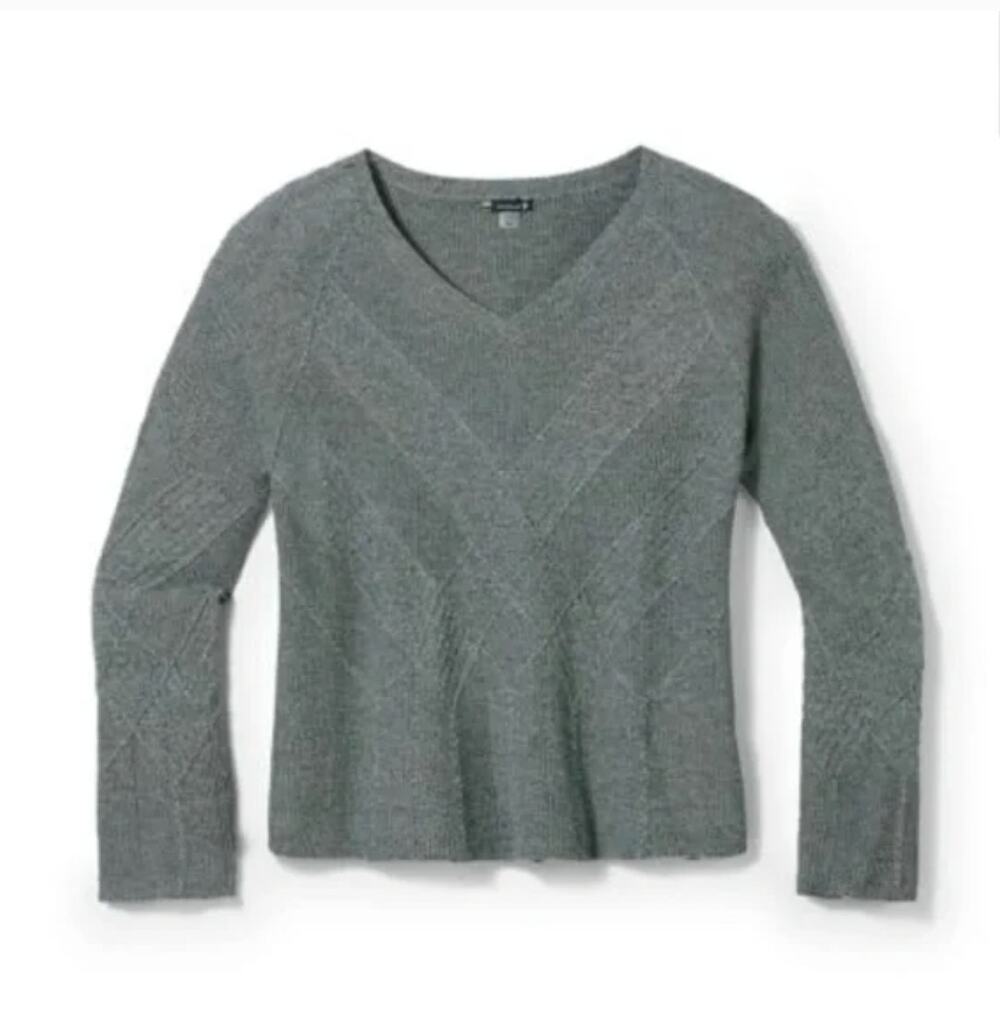 Smartwool Textured Knit V-Neck Sweater Size Medium